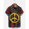 Men Skull Floral Hawaiian Shirt Red Rose Skeleton Print Short Sleeve Button Down Lapel Casual Halloween Day of the Dead Beach