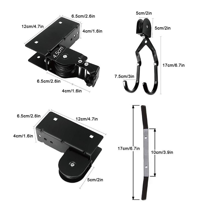 Bicycle Hoist Garage Storage Bike Lift Pulley System with 60kg Bearing Overhead Bike Rack Heavy Duty Ceiling Bicycle Hanger