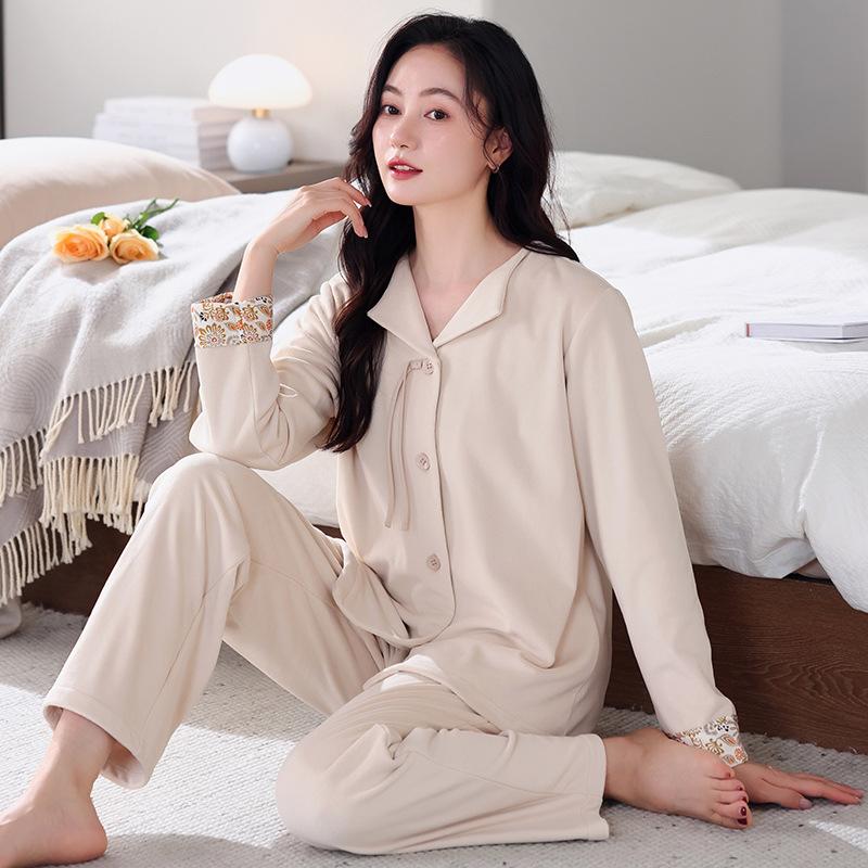 Coral Fleece Pajamas Women'S Autumn And Winter Thin Fleece Warm Long-Sleeved Island Fleece Suit Spring And Autumn Flannel Loungewear