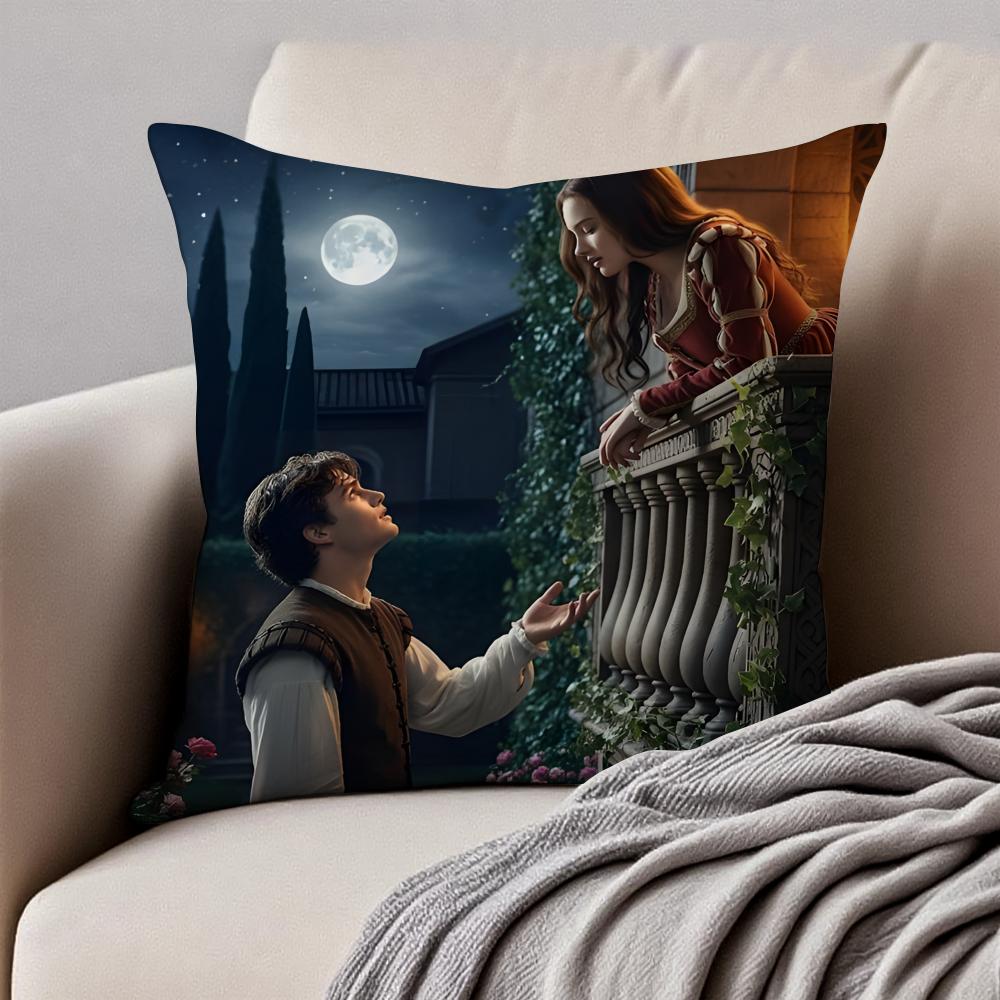 Romantisch R-Romeo und Julia Schöne Kissenhülle Kissenbezug Staubmilbenfrei Unsichtbarer Reißverschluss Kurzer Plüsch Sofakissen