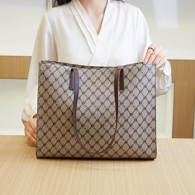 New Retro Printed Bag Portable Shoulder Large Capacity Tote Bag Simple Fashion Versatile Handbag