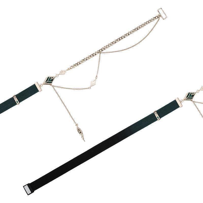 Game Genshin Impact Alhaitham Cosplay Necklace Bracelet Leaf Full Set Choker Chain Bangle Halloween Party Props