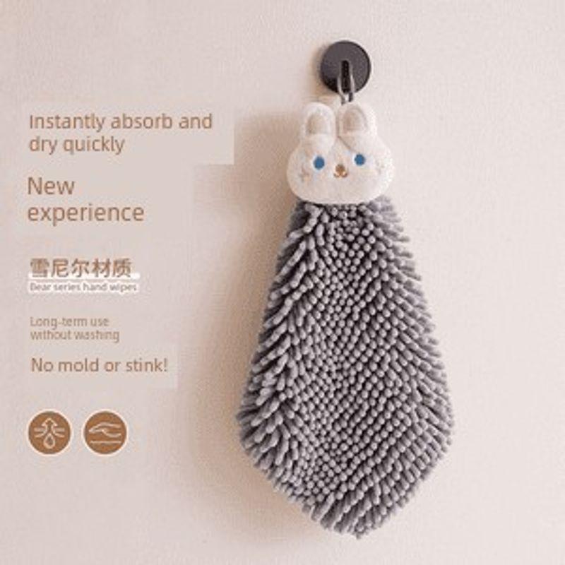 

Hanging Hand Towel, Absorbent Cloth for Kitchen and Bathroom, Cute Children s Towel, Thickened Handkerchief for Bathroom [Milk Silver Gray]