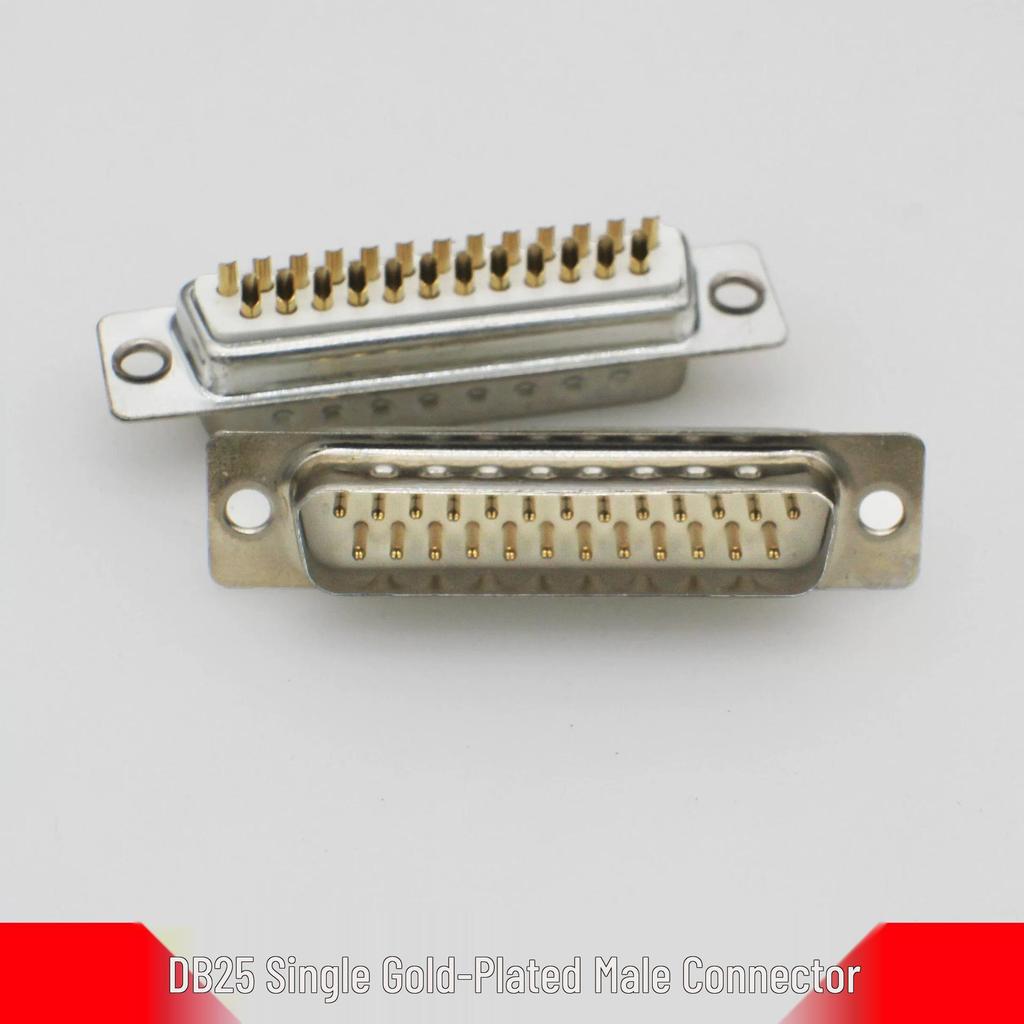 DB25 Serial Port Connector with Double Row, Solid Gold-Plated Pins