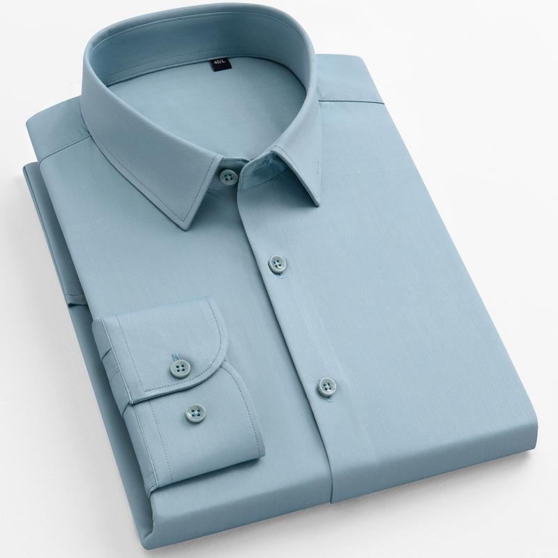 New Anti-Wrinkle Mens Shirts Long Sleeve Dress Shirts For Slim Fit Camisa Social Business Blouse White Shirt Blue Shirt