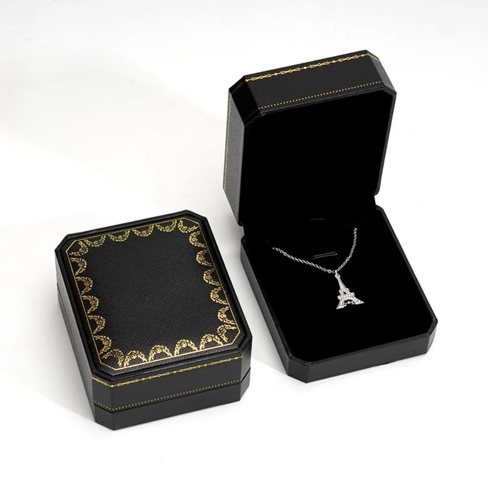 

Velvet Lining Necklace Display Box Sleek Necklace Storage Box Jewelry Organizer Wedding Gift Box чёрный