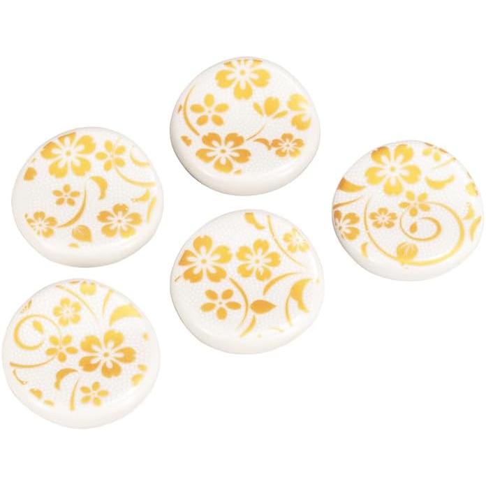 Kutani Ware Iwata-ya Chopstick Rest (Round) White Grains Cherry Blossom K9-440 Kutani Ware Chopstick Rest for Everyday Use Traditional Craft