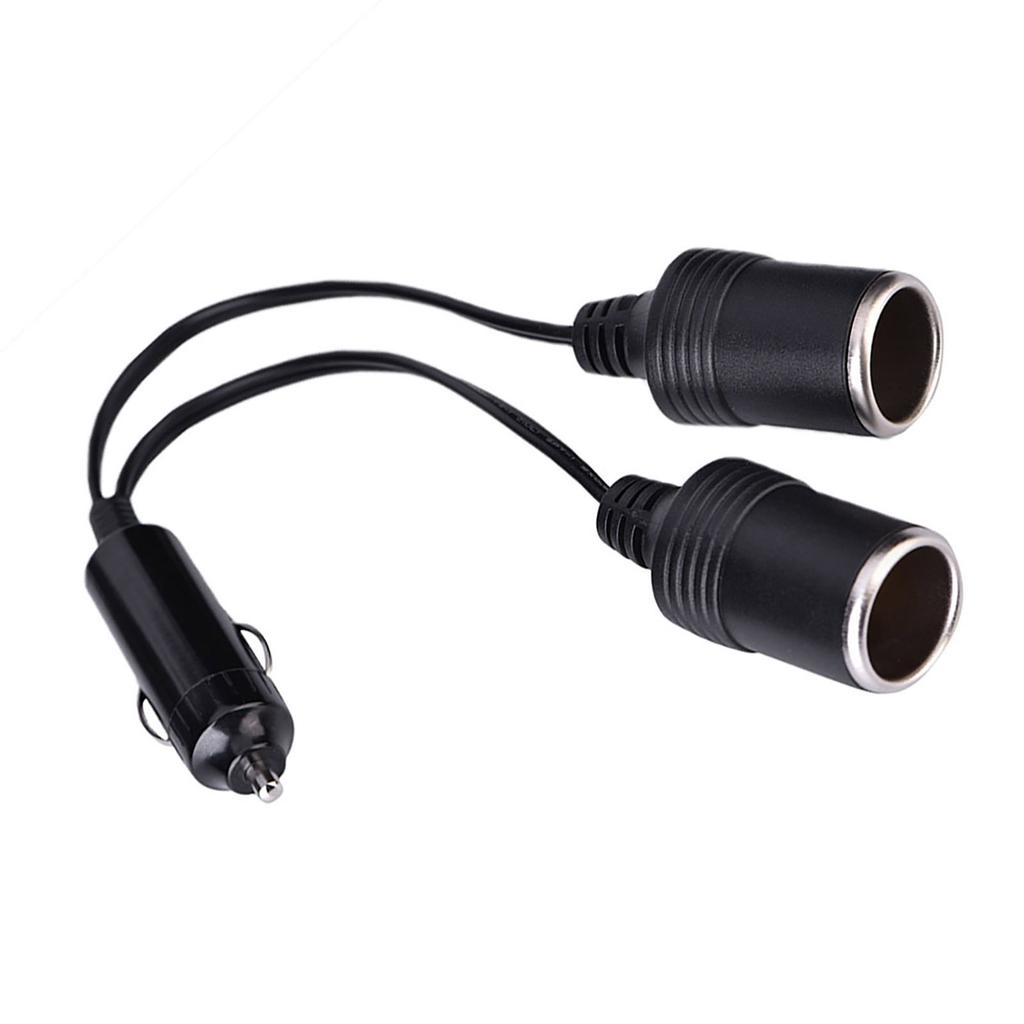 12V 24V Car Charger Plug Male to 2 Way Female Cigarette Socket Extension Cord Cable