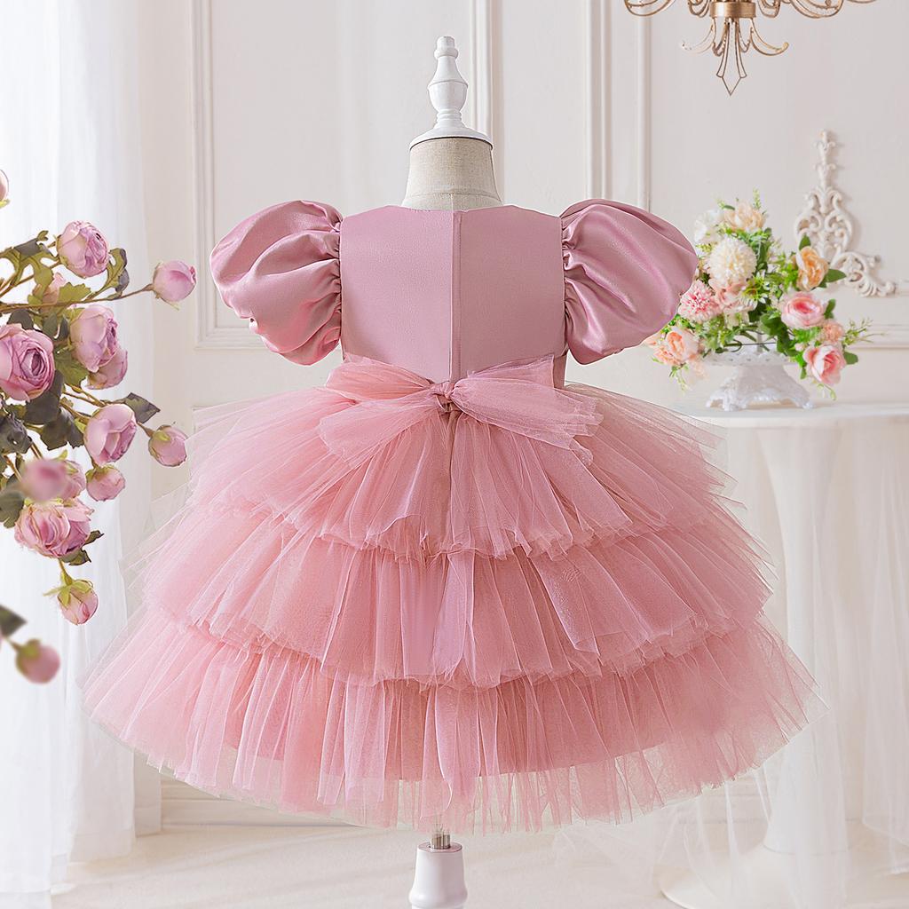 Flower Girl Princess Dress For Weddings Summer Kid Formal Bow Long Gown For School Evening Party Children New Year Cloth AL6056