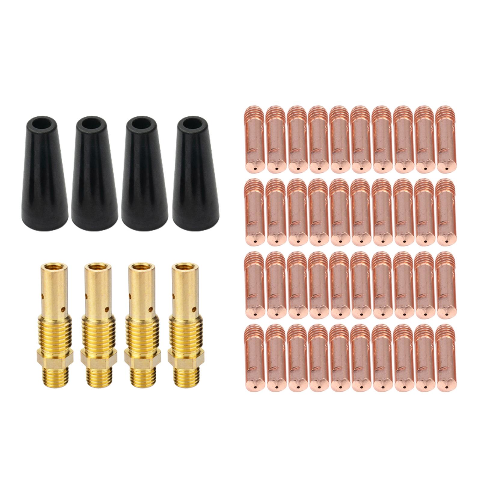

48 шт. комплект насадок для безгазовых сопел FluxCore, термостойкие сменные безгазовые сопла, латунные контактные насадки для сварки, сварочный аппарат