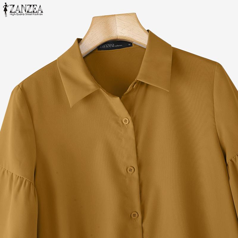 ZANZEA Dámská volná ležérní halenka s dlouhým rukávem a límečkem