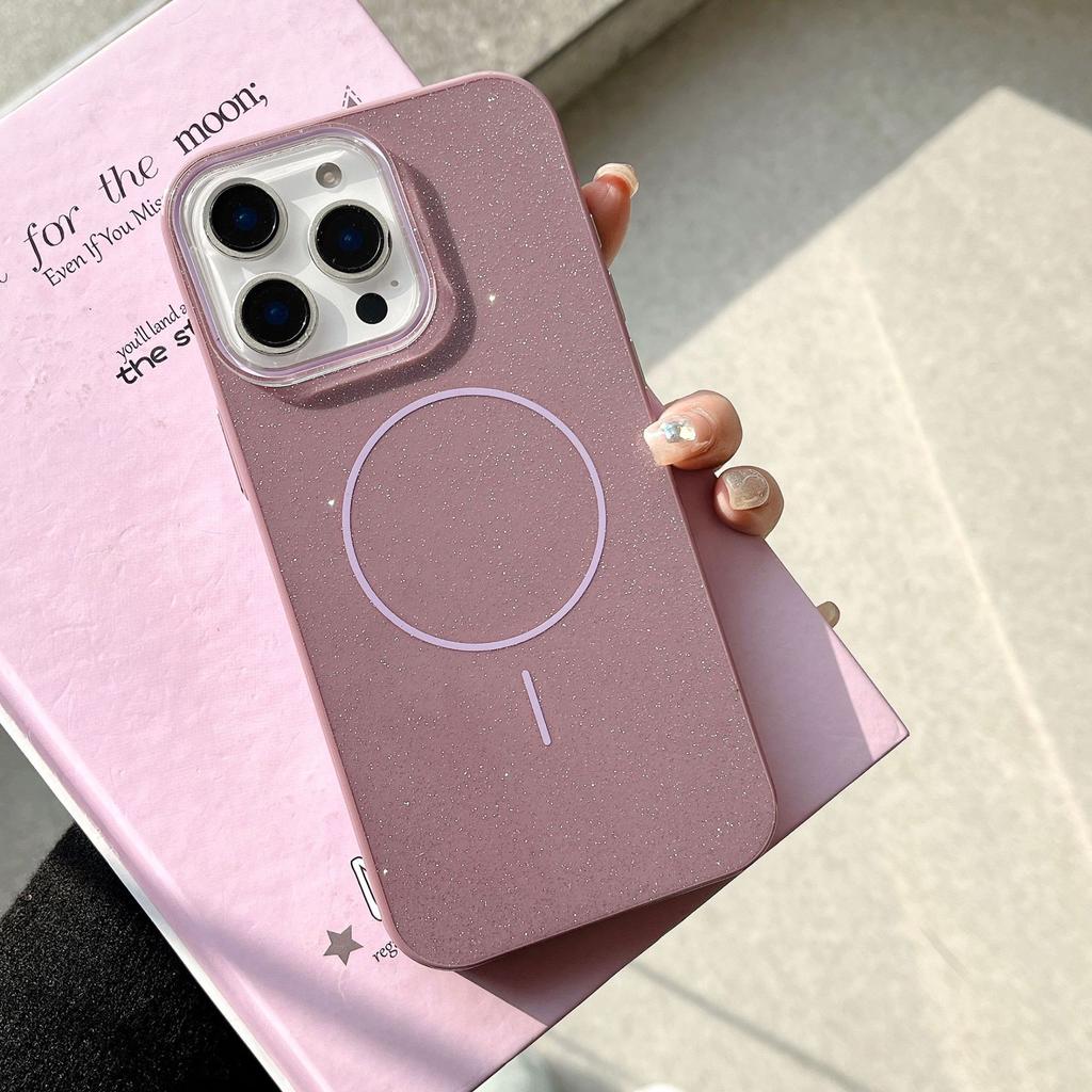 Simple and Practical iPhone 16 Pro Max Apple 17 Phone Case 15/14 Magnetic IMD Glitter Fine Circle Soft Case