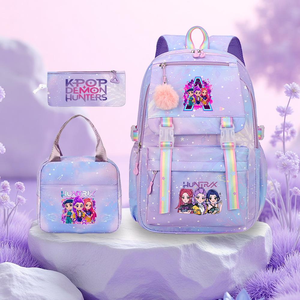K-Pop Witch Hunters Cartoon Printed Student Pencil Bag Lunch Bag Three-Piece Backpack