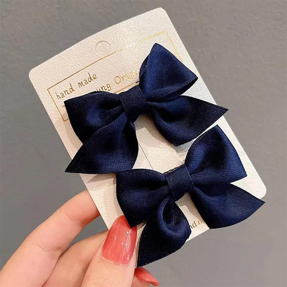 2pcs/set Children Bowknot Hair Clips Multicolored Cute Fabric Bowknot Hairpin Hair Accessories Headwear