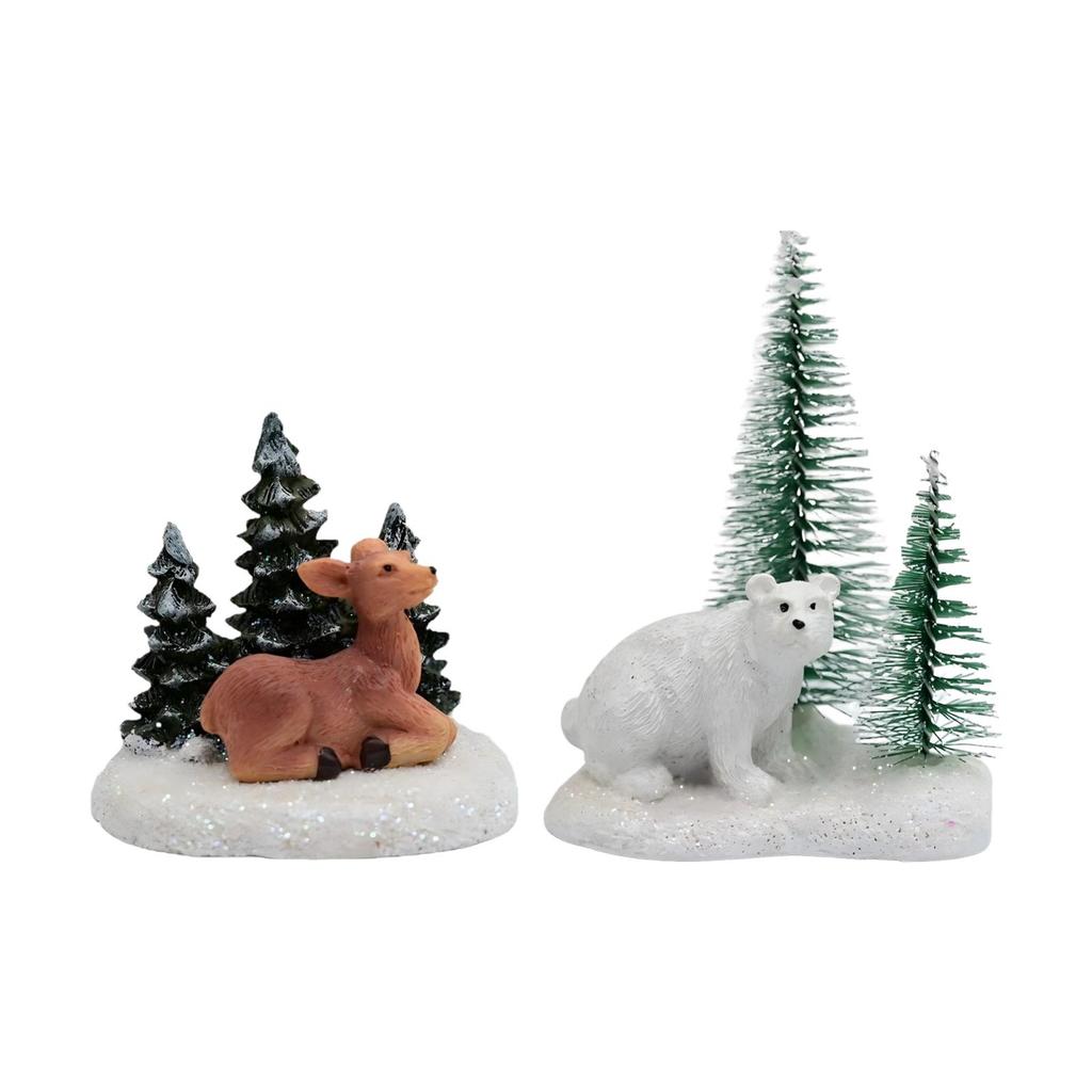 Xmas Deer Figurine Resin Craft Miniature Festive Ornaments for DIY Christmas Fairy Garden Decoration