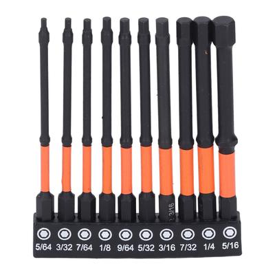 Set 10 Pezzi Punte Esagonali SAE Lunghezza 100mm Gambo 1/4 di Pollice Punte Esagonali in Acciaio Legato S2 con Portapunte