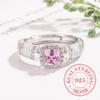925 Sterling Silver Square Pink Stone Cz Ring for Women Men Fashion Wedding Engagement Party Gift Charm Jewelry