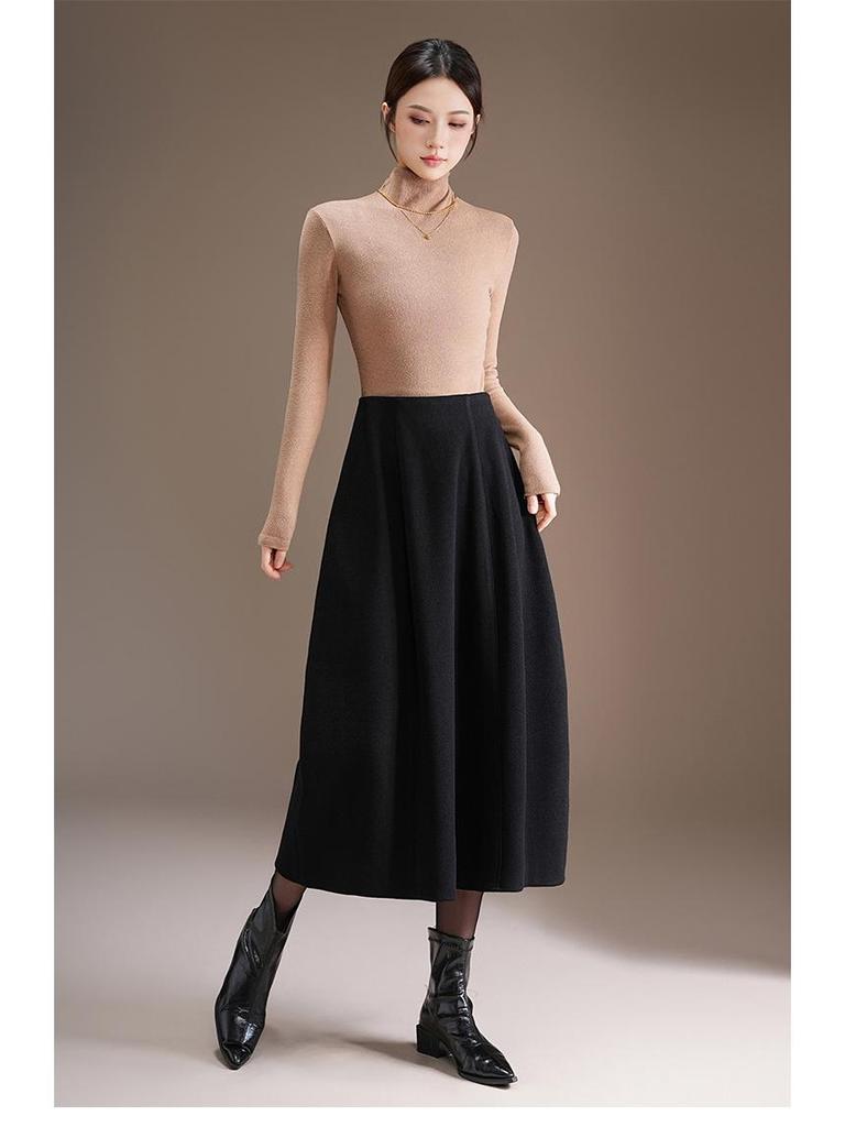 Stylish Elastic Waist Women's Winter 2025 Korean Slimming Casual Mid-Length Skirt