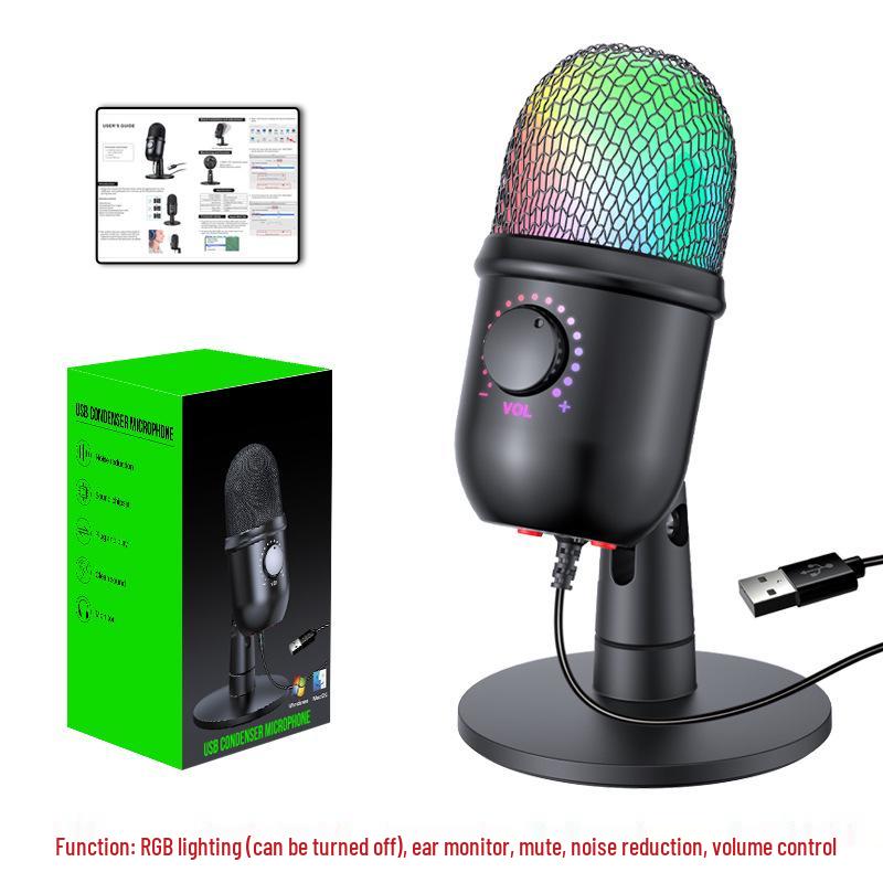 Enping USB Gaming Condenser Microphone with RGB Lights for Streaming & Karaoke