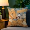 Cute Animal Floral Decorations 2 Pillow Case Natural Linen Pillow Case Double-Sided Decor Sofa Pillowcase Home Decor