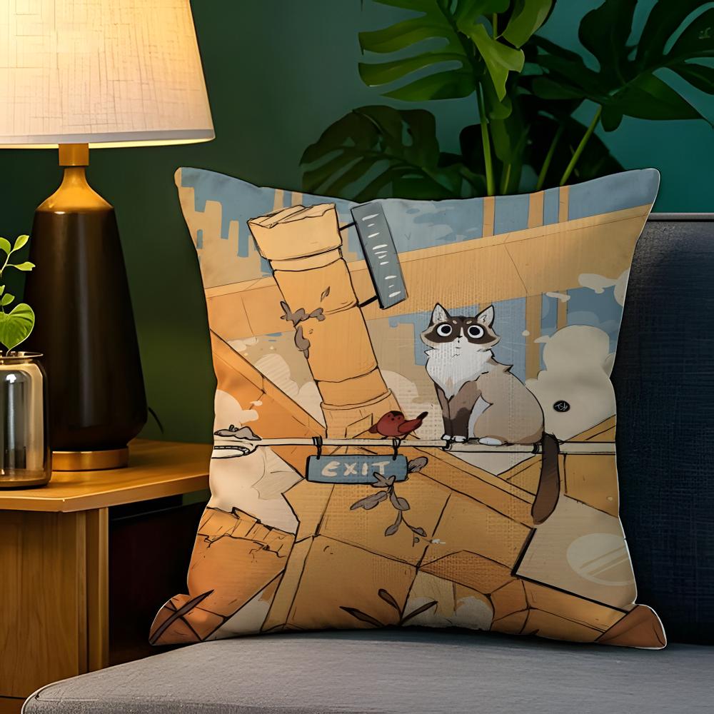 Cute Animal Floral Decorations 2 Pillow Case Natural Linen Pillow Case Double-Sided Decor Sofa Pillowcase Home Decor