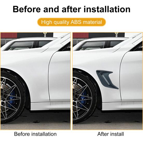Car Shark Gill Side Vent Decals ABS Chrome Fender Trim Self-Adhesive Stick-On Exterior Hood Ornament Sporty Car Vent Sticker Fit for Most Cars