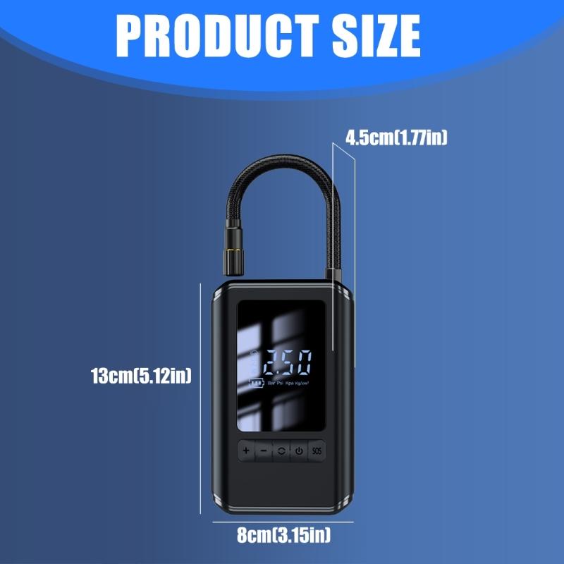 Wireless Tire Inflator Car Air Compressor Air Pumps with Flashlight and Pressure Gauge Tire Inflator for Car Bike Ball