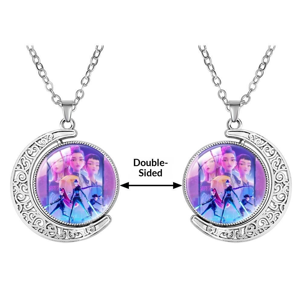 Collana con Pietra Preziosa a Forma di Luna Crescente Ciondolo Rotante Double-sided Accessori di Coppia di Alta Gamma