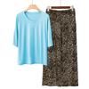Pajamas Women's Spring and Summer New V-neck Short-sleeved Cotton and Linen Pants European and American Large-size Loungewear Two-piece Set