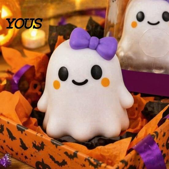 Halloween Party Supplies Bow Ghost Squeeze Toy, Stress Relief Cartoon Sensory Fidget Toy Soft Stretchy Favors for Adults Kids Tactile