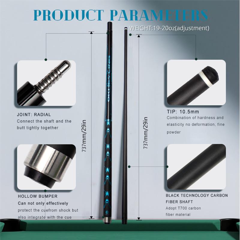 OKHEALING Carbon Fiber Pool Cue Stick Low Deflection Billiard Cue 11.8mm Tip, Radial Pin Joint 147cm/58inch Length 19oz Weight, Play Cue