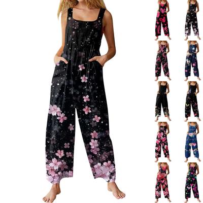 Womens Casual Overalls Jumpsuits Adjustable Straps Sleeveless Summer Cute Comfy Rompers With Pocket