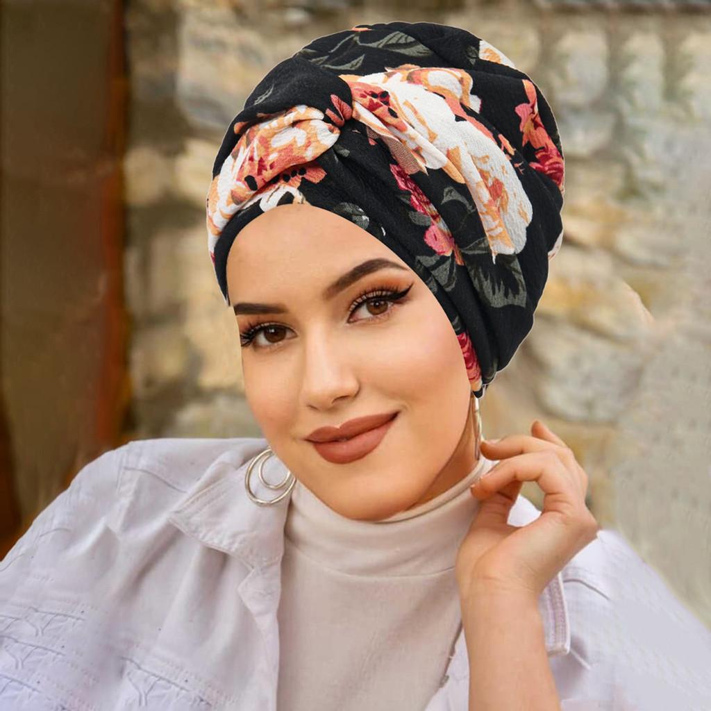Fashion Turban Headscarf For Women With Floral Print Summer Autumn Winter Accessories