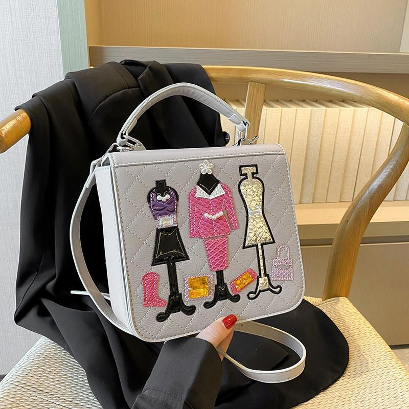 High-end Handbag Women s Japanese Patch Embroidered Square Bag Niche Retro One-shoulder Cross-body