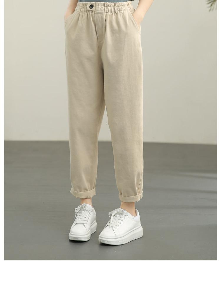 Herbst 2026 Neue Retro Studentische Lässige Hosen Damen Einfarbige Elastische Taille Dünne Harun Hosen Neun Hosen Trend