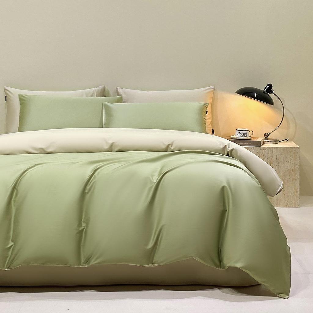 50s Double-Strand Xinjiang Long-Staple Cotton Sateen Solid Color Luxury Bedding Set (4-Piece)