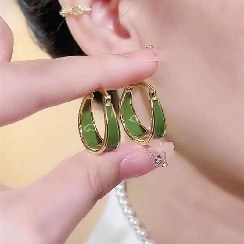 Elegant Irregular Metal Dripping Oil Hoop Earrings Unique Ear Cuff for Wedding Party Stylish Women Ear Accessories