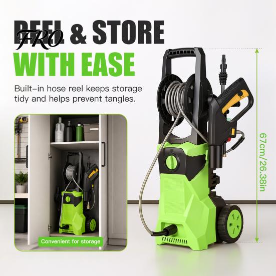 Trigger Start Stop Pressure Washer 4800PSI Electric with 4 Nozzles & 33Ft Hose High Cleaner Power Overheat Protect for Car Fence Patio Cleaning