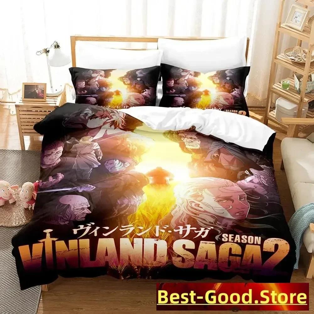Vinland Saga Bettwäsche-Set, Bettbezug, Laken, bedrucktes Bettwäsche-Set, Kissenbezug, Bettdecke, Doppelbett, Queensize, Kingsize, Schlafzimmer