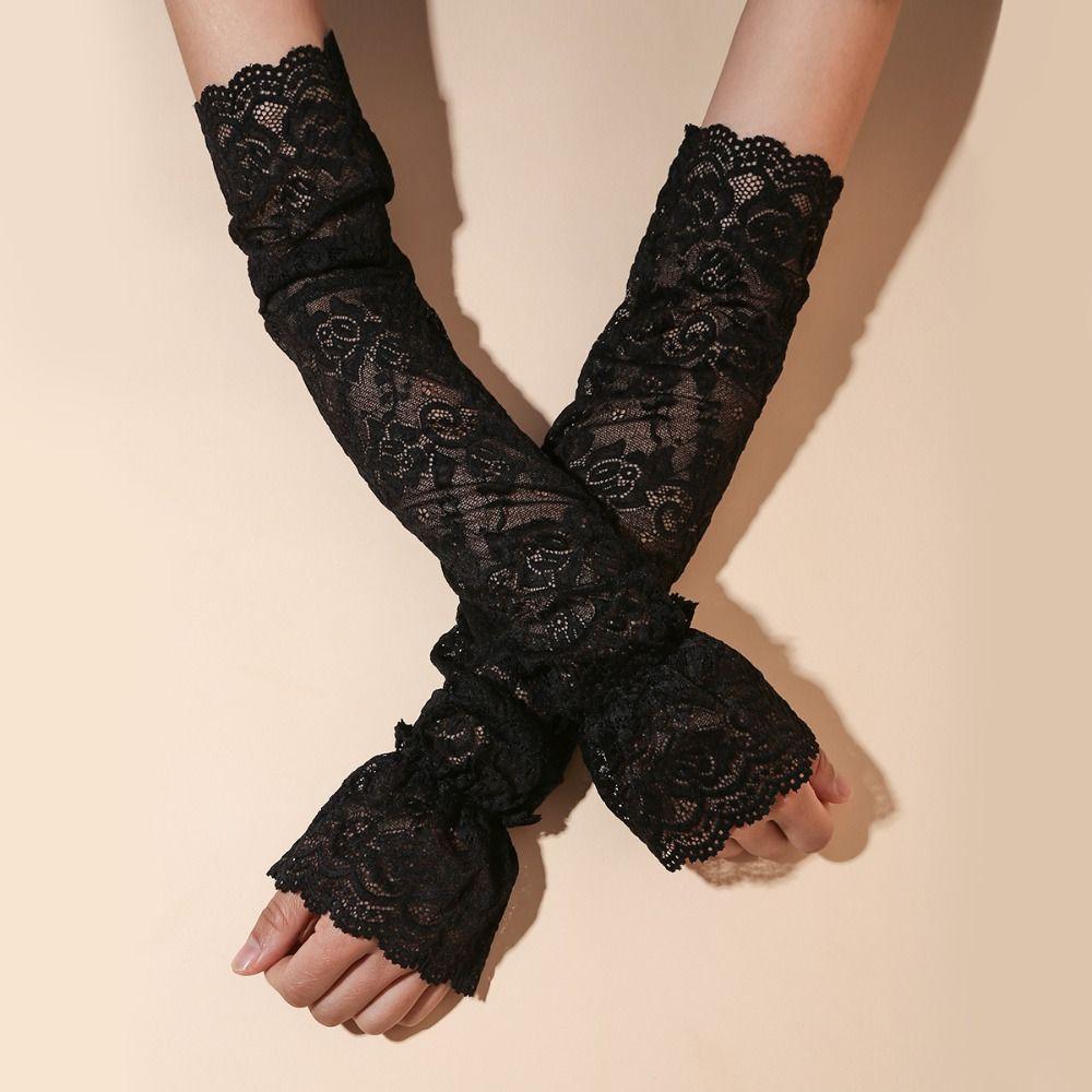 Hollow Sun Protection Sleeve Thin Sunscreen Arm Sleeve Sweet Lace Ice Silk Sleeves  Summer