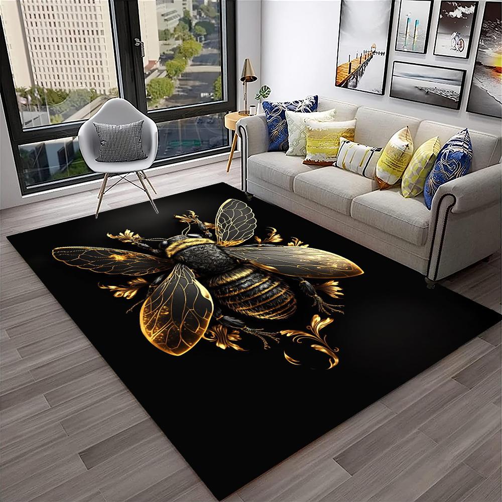 Cute Bee HoneyBee Insect Cartoon 3D Carpet Rug for Home Living Room Bedroom Sofa Doormat Decor,kids Area Rug Non-slip Floor Mat