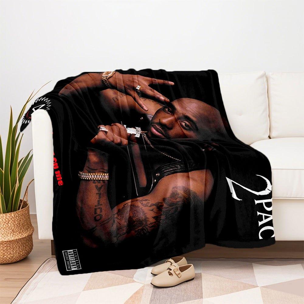 "2PAC 'All Eyez On Me' Album Cover Art Print"Blanket Flannel Throw Blanket for Sofa, Bed, Travel, Camping, Office, Couch, Chair, And Bed Gif