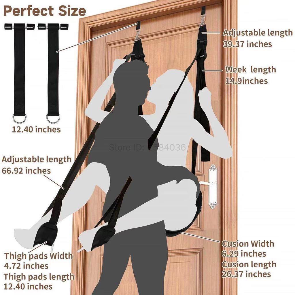 Upgrade Sex Door Swing Nylon Webbing Sling Leather Cushion Sex Hammock  Bondage Gear Sex Toys for Couples Adult Erotic Games