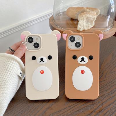 Für iPhone 11 12 13 14 15 16 Pro Max Mode Niedlich 3D Cartoon Rilakkuma Bär Weiche Silikon Handyhülle Rückseite