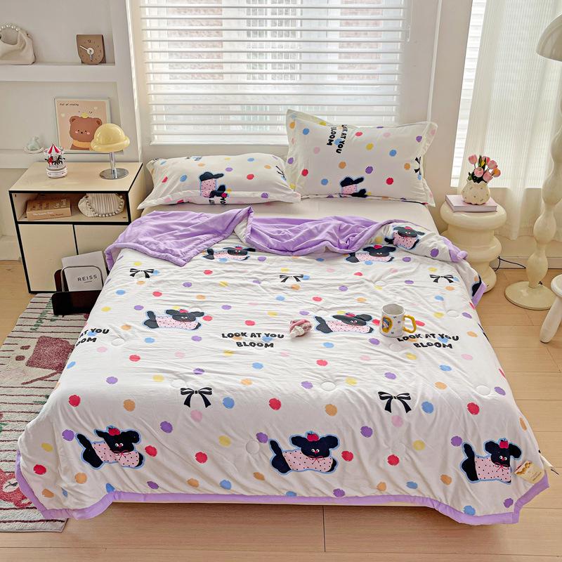 Class A Washed Cotton Soybean Fiber Gauze Quilt - Double Layer Summer Cool, Machine Washable