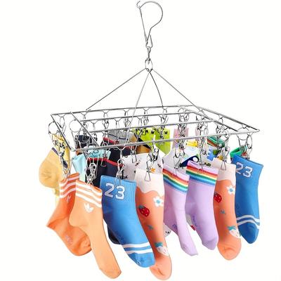 Vindtät klädhängare i rostfritt stål Hushållsklädhängare med klämma Multifunktionell torkställning för babysockor Barn Sovsal