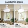 LED Ceiling Fan Light E27 Screw Invisible Fan Light with Remote Control Mute Timming Function 3-Speeds Wind Free Extension Pole