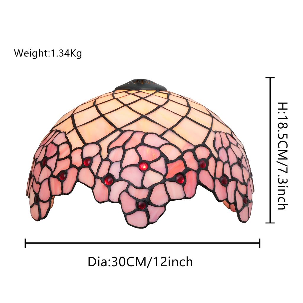 Scandinavian lampshade Stained glass cherry blossoms style Replacement 12" 30CM Handmade retro lampshade Easy replacement