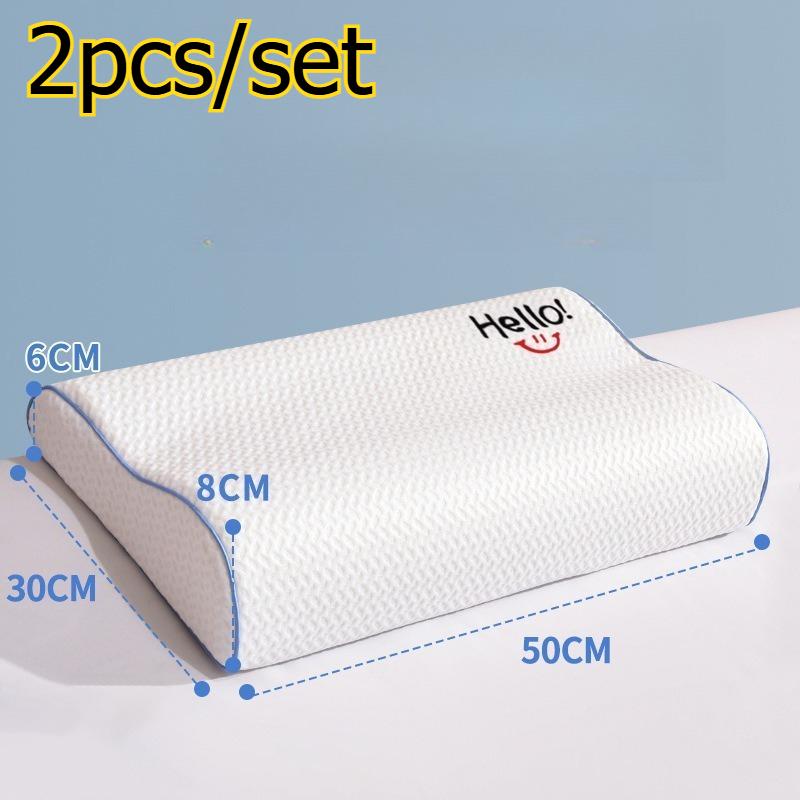 

2pcs/set Memory Foam Pillow - Ergonomic Home Neck Support Sleep Pillow Comfortable Cervical Pillow for Better Sleep Neck Relief білий