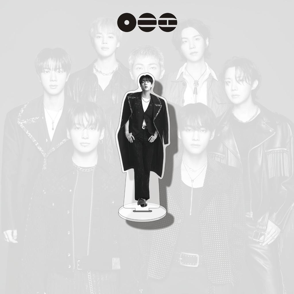 BTS World Tour Acrylic Standee, Black & White Rock Style Member & Group Figure Display Stand, Kpop ARMY Fans Desk Decor